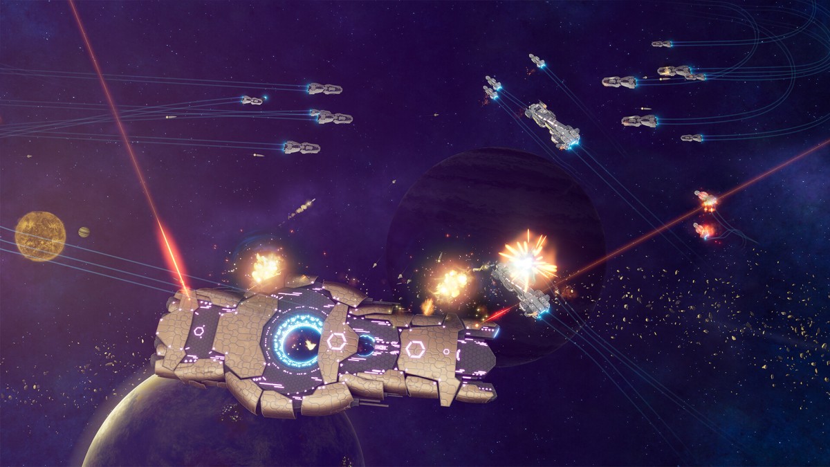 A space battle in Nexus 5X, featuring a capital ship